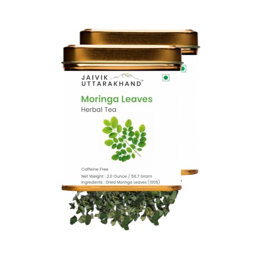 Image of Jaivik Uttarakhand - Moringa Tea (113.4 g), Dry Leaf, decaffeinated exotic loose leaves, Immunity Booster, Caffeine-free, Pack of 2 Tin Can
