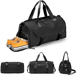 Gym Bag with Shoes Compartment and Wet Pocket, zootop Travel Duffel Bag with Shoulder Strap Durable Travel Holdall Bag Lightweight Weekend Bag for Men and Women(Black)