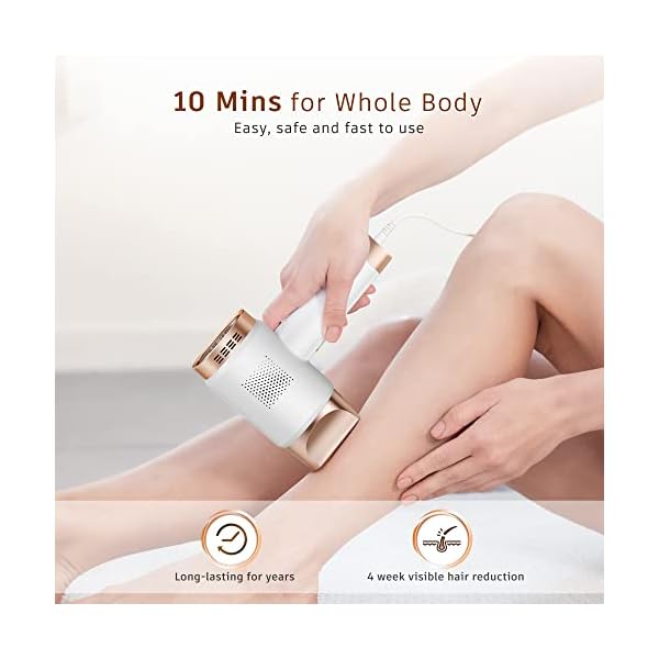 AMINZER IPL Geräte Haarentfernung Laser mit 999,900 Lichtimpulse 9 Energiestufen und 3 Erweiterten Funktionen HR/SC/RA Dauerhafte Schmerzlos Haarentfernungsgerät für Frauen und Männer – Bild 4