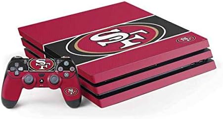 Skinit Calcomanía para juegos compatible con consola PS4 Pro y paquete de controladores, diseño oficial de la NFL San Francisco 49ers Zone Block