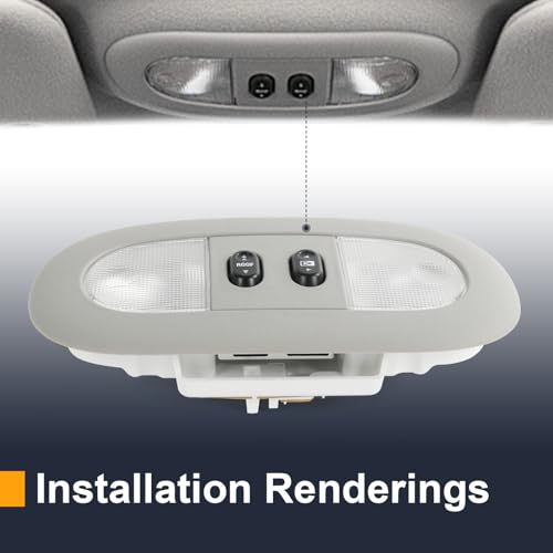 Image of LED Overhead Console Dome Map Light Interior Lamp Roof Reading Light, Gray | Compatible with 2004-2008 Ford F-150 2006-2008 Lincoln Mark LT Replace# 7L3Z-18519A70-BA, 4L3Z-18519A70-BAA