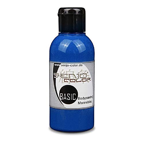Bodypainting Farben Senjo Color Basic 75ml Marineblau I Gesichts- & Körperfarbe I Karneval, Fasching I Pinsel & Airbrush Farbe