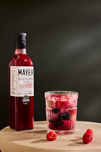 Image of Mayer Premium Artisan Hungarian Raspberry Syrup - Award-Winning, Real Fruits and 3 Natural Ingredients, Vegan, Gluten Free, Dairy Free, Versatile for Beverages & Desserts - No Artificial Additives, Rich Authentic Flavor ( 16.9 Fl oz. / 500 ml, Raspberry - 6Pack )