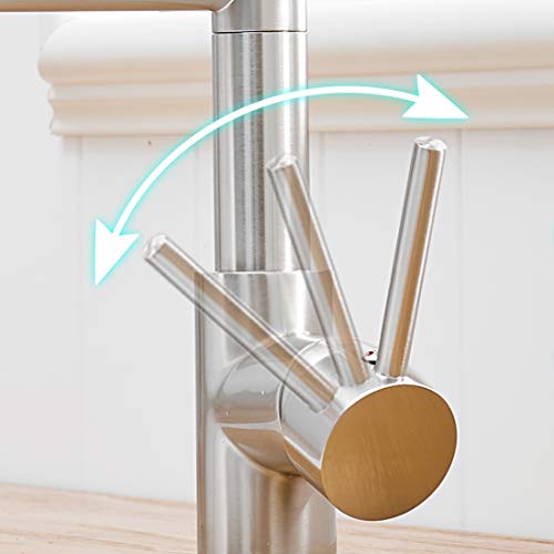 AIMADI Wasserhahn Küche Mischbatterien Pull Down Küchenarmatur mit Brause Spiralfederarmatur Küchenspüle Armatur Geschirrbrause Spültischarmatur Gebürsteter Nickel - Image 7