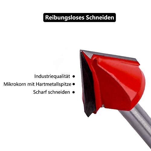 Saipor 3 Stück 6mm Schaft V Nut Fräser 3D Gravur Bit V-Form Fräser Hartmetall Schaftfräser Holzbearbeitung Swerkzeug für 3D CNC Gravur (13/16mm Durchmesser, 60/90 Grad)