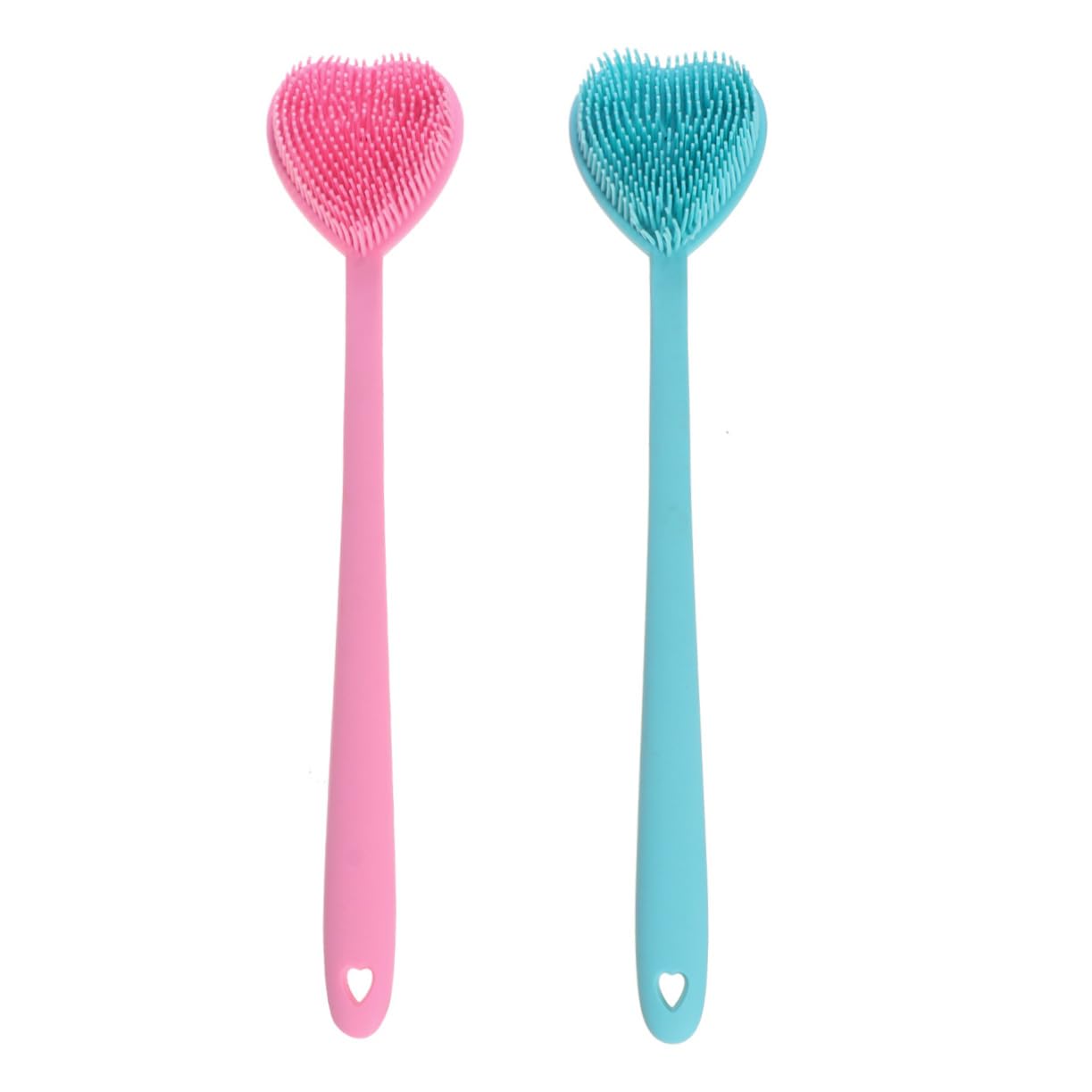 Set Di 2 Spazzole Da Bagno A Forma Di Cuore Con Manico in Silicone Spazzola Esfoliante Per Massaggio Del Corpo E Scrub