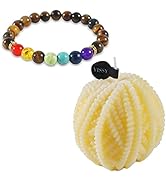 Soulnioi Scented Candle Set 1Pcs Yellow Wool Ball Candle and 1Pcs Tiger Eye Crystal Beads Seven C...