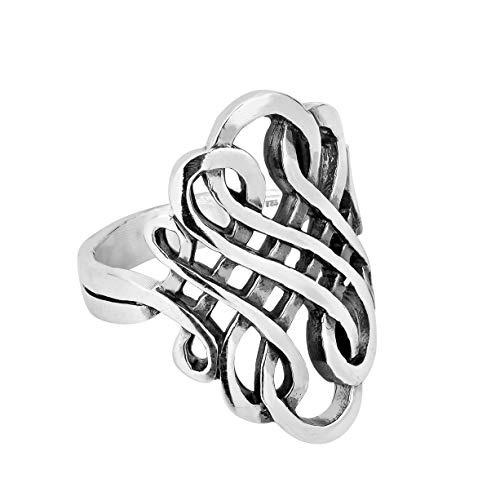 AeraVida Forever Interconnected Infinity Knot Sterling Silver Ring | Delicate e Wedding Rings For Women | Casual Comfort Fit Silver Rings for Women | Statement Fashion | Sterling Silver Rings Sizes 6-113