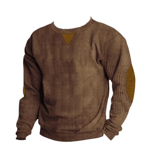 Mens Corduroy Standing Neck Sweater Autumn Winter Round Neck Casual Long Sleeve Heavyweight