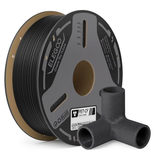 Image of ELEGOO PET-CF Filament 1.75mm Black 1KG, High Stiffness & Heat-Resistant Carbon Fiber PET 3D Printer Filament, Stable Printing & Moisture Resistant, 1kg(2.2 lbs) Spool