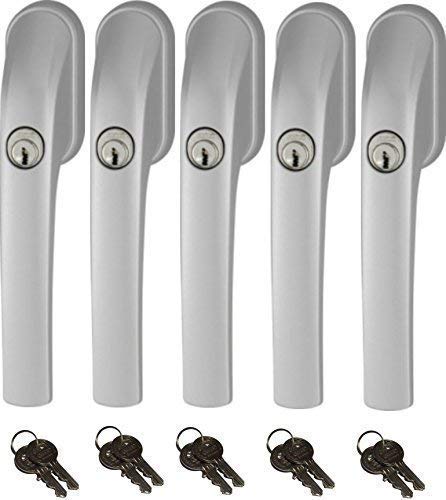 Abus FG300 abschließbarer Fenstergriff, Silber, im Set 5 Stück alle gleichschließend AL0089 mit insgesamt 10 Schlüssel