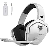 NUBWO Wireless Gaming Headset, 5.3 Bluetooth Gaming Headphones for Ps5, Ps4 Fortnite & Call of Duty/FPS Gamers, PC, Ns, 2.4GHz Headphone with 100Hr Battery, Flip Noise Canceling Microphone - White