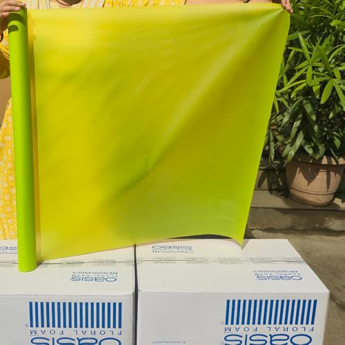 Image of Oasis Frosted Lime Green Bouquet Wrapping Roll Premium Korean Style Flower Wrap for Fresh Flowers & Gift Packaging Florist Essential Supplies 60 Micron 25 Meter Long