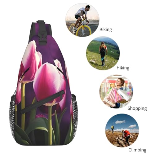 Bolso tipo bandolera unisex negro con diseño floral miniatura 5