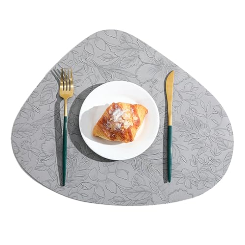 Sets de table gris triangles 34x42cm motif floral cuisine lot de 4