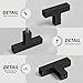 Goldenwarm 5 Pack Black Square T Bar Single Hole Knobs Cabinet Pull Drawer Handles Stainless Steel Modern Hardware for Kitchen and Bathroom Cabinets Cupboard Kitchen Cabinet Knobs