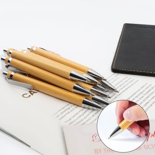 Bamboo Retractable Ballpoint Pen(12 Pack),Black Ink 1Mm Sustainable Pens For Journaling Writing Office Supplies Eco Friendly Products Set Pens #TOP6
