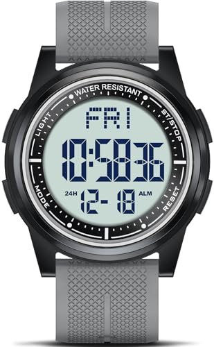 WIFORT Reloj digital para hombre y mujer, 5 ATM, resistente al agua, reloj deportivo con alarma, cronómetro, cuenta regresiva, zona horaria dual, ultradelgado, pantalla panorámica, reloj digital para WIFORT Reloj digital para hombre y mujer, 5 ATM, resistente al agua, reloj deportivo con alarma, cronómetro, cuenta regresiva, zona horaria dual, ultradelgado, pantalla panorámica, reloj digital para