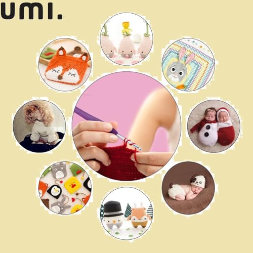Image of Amazon Brand - Umi 8-Piece Crochet Hook Set | Ergonomic Soft Grip Handles for Comfortable Crocheting | Smooth, Durable Hooks in Multiple Sizes for Yarn, Knitting, and DIY Crafts