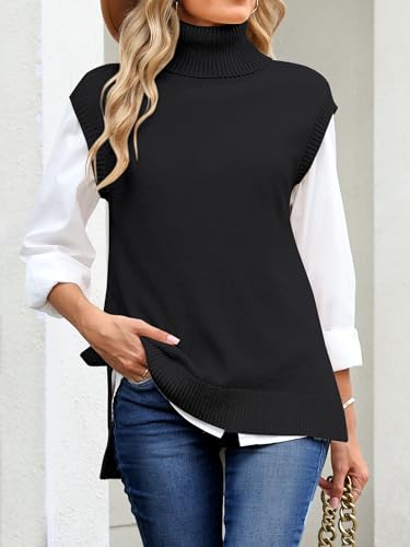 ANRABESS Sweater Vest Women Turtleneck Sleeveless Loose Fit Pullover Knit Spilt Tank Tops 2025 Casual Trendy Fall Outfits2