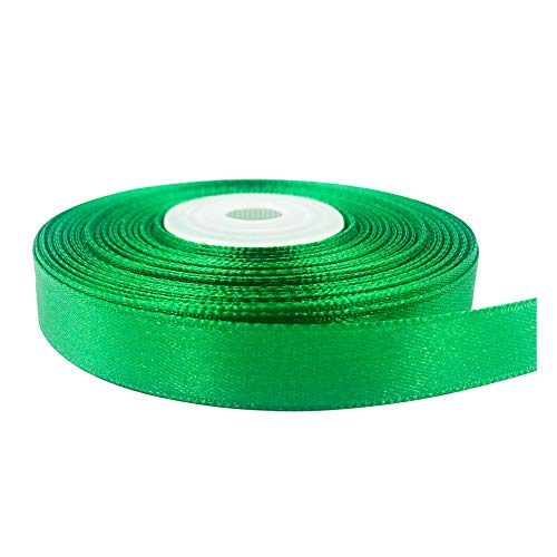 Image of Solid Color Double Faced Green Satin Ribbon 1 /2 inch X 25 Yards, Ribbons Perfect for Crafts, Wedding Decor, Bow Making, Sewing, Gift Package Wrapping and More