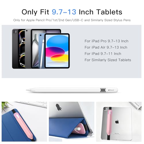 Image of MoKo Pencil Case Holder Fit The Apple Pencil (Pro and USB-C and 1st and 2nd Gen), Detachable Elastic Pocket for Stylus Pen with Elastic Band Attached to iPad Case, Flowers Pink