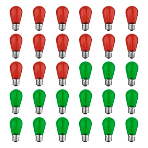 GvvooHome S14 Colored LED String Light Bulbs for Christmas, 30 Pack