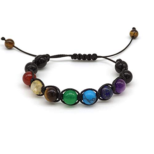  Braccialetto 7 Chakra Shamballa Unisex, Yoga Reiki Meditazione, Regolabile Fatto a Mano, Pietre Dure Naturali