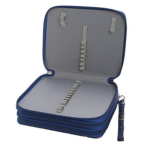 Image of 72 Slots Pencil Case Organizer w /Removal Handle Strap | 3-Layer Zipped Pencils Box Large for Colored Pencils Watercolor Pencils for Office and Travel for Artist