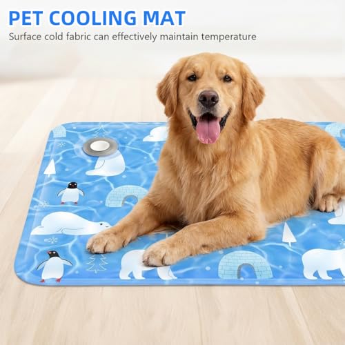 Image of Qpets Pet Cooling Mat for Dogs & Cats, 90x60CM | No-Water Gel Cooling Pad, Washable, Scratch-Proof & Portable, Supports 35kg, Use Floor, Sofa, Car, Crate