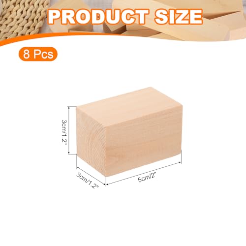 QUARKZMAN 8 Stücke Basswood Schnitzblock, 1,2x1,2x2 Quadratische Holzdübelblöcke Holzstücke für DIY, Kunstdekoration, Handwerksschnitzen, Handgeschnitzt