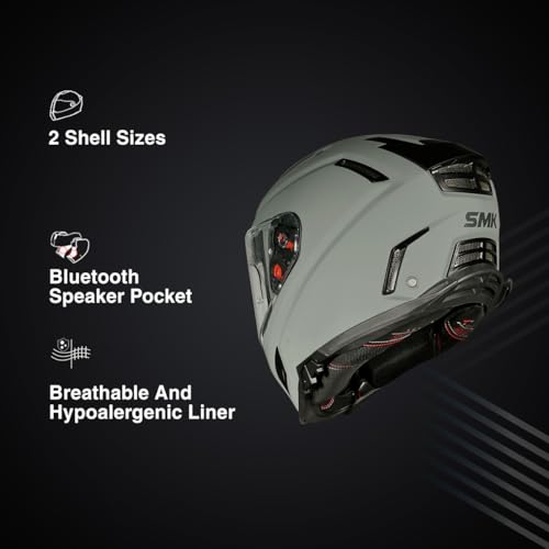 Image of SMK Agnar Solid ISI DOT & ECE 06 Certified Full Face Helmet with Pinlock 30 Antifog Visor (MATT Nardo Grey - XXL)