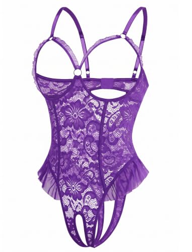 Image of Avidlove Women One Piece Lingerie Sexy Lace Babydoll Mini Bodysuit