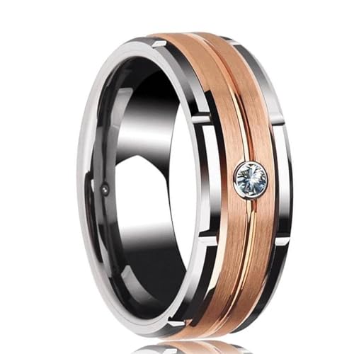 Bagues hommes alliance noire 8 mm avec finition biseautée au design élégant