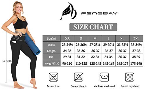 Fengbay High Waist Yoga Pants, Pocket Yoga Pants Tummy Control Workout Running 4 Way Stretch Yoga Leggings Black #TOP6
