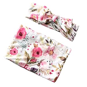 GALPADA 1 Set/2 Stks Haarband Wrap Set Pasgeboren Dekens Voor Baby Meisjes Baby Bloem Hoofdbanden Baby Pak Inbakeren Sets Voor Baby Meisje Baby Meisje Inbakeren En Hoofdband Set Baby