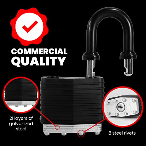 Innovatex 42072BK Padlocks Keyed Alike For Outdoor Use, Heavy-Duty Stainless Steel, Weatherproof Waterproof Gate Locks thumb #3