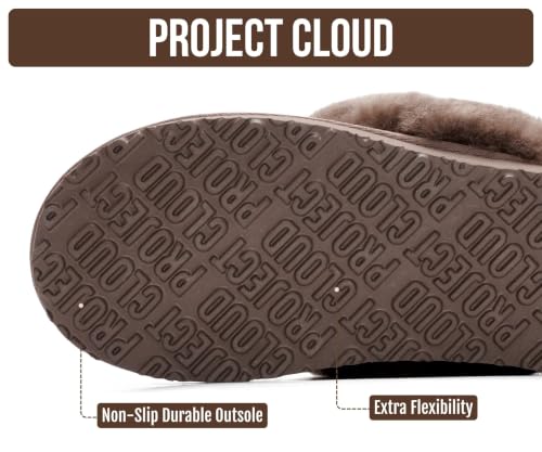 Image of Project Cloud Genuine Leather Slippers for Women with Genuine Fur Lining, Non-Slip Indoor /Outdoor Clog Mule Slippers, Memory Foam Insole