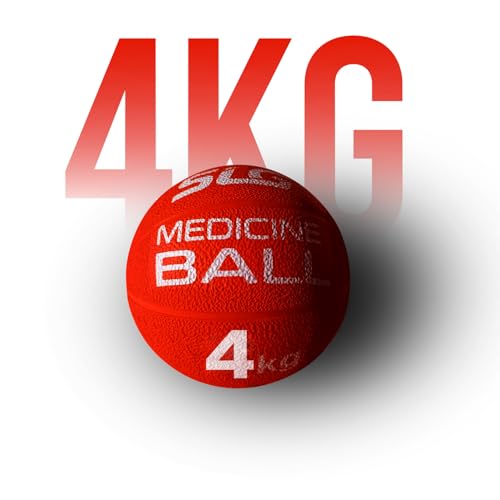 Image of SLG Rubber Medicine /Exercise Ball -Upper & Lower Body Exercises |Fitness Ball for Strength, Balance & Core Workouts| Material:Rubber(Red, 4 Kg)