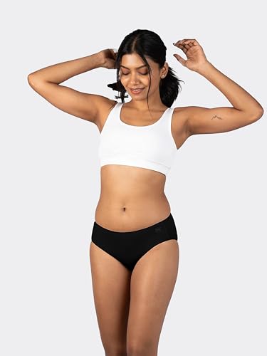 Image of Lavos Bamboo Cotton Panties for Women, Comfortable Soft Mid-Waist Hipster Panty with Thin Inner Elastic, Anti-Bacterial Odour Free Underwear for Womens, Seamless No Visible Briefs for Ladies