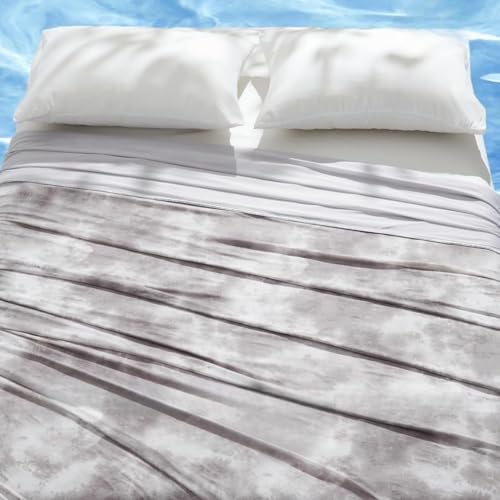 EMME Kühldecke Kühlende Decke, Arc-Chill Q-Max0.5, 152 x 203 cm, 2 in 1 Doppelseitige Dünne Sommerdecke, Leicht Atmungsaktiv Tagesdecken, Sofa Decken,Bettüberwurf Kuscheldecke,Aquarell Grau