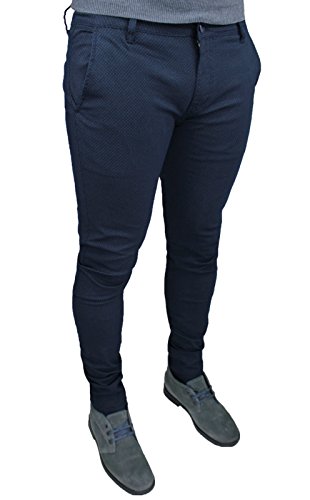 Pantalon Homme Hiver Slim Fit Chaud Bleu Foncé Élégant