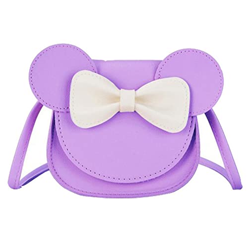 AioTio Lindo Bolso de Hombro con Lazo para Niñas Pequeñas, Bolso de Hombro de PU para Niños, Niñas y Niños Pequeños (Morado)