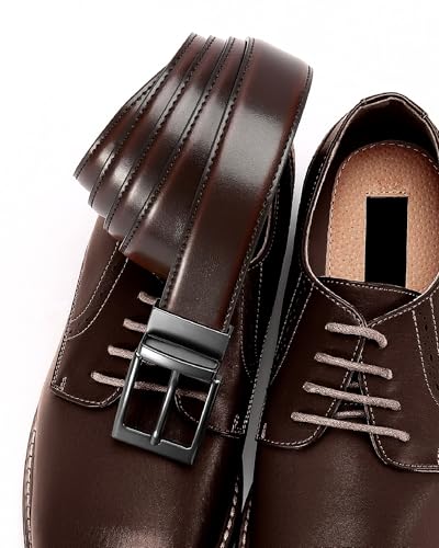 Image of CHAOREN Reversible Belt Men 1 Piece - 1.25 inch Leather Dress Belt - Trim to Fit for Elegant Style