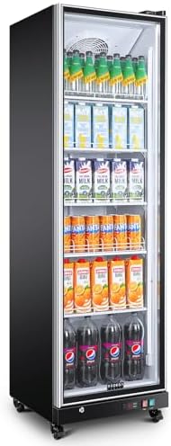 BODEGACOOLER Commercial Beverage Refrigerator with Glass Door,12.5 Cu.Ft Commercial Drink Refrigerator,Upright Large Display Merchandiser Beverage Bar Cooler with Soft LED Light,Adjustable Shelves