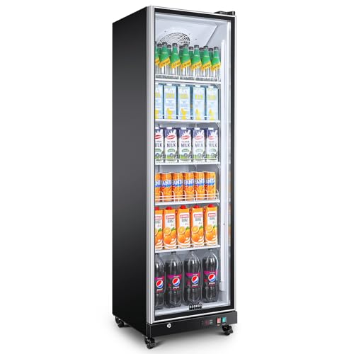 BODEGACOOLER Commercial Beverage Refrigerator with Glass Door,12.5 Cu.Ft Commercial Drink Refrigerator,Upright Large Display Merchandiser Beverage Bar Cooler with Soft LED Light,Adjustable Shelves