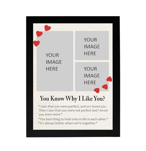 Image of Personalized Wall Hanging Collage Photo Frame with Photo Upload, Customized Your Story with Your Birthday, Anniversary, Weddings Gifts (8x12)