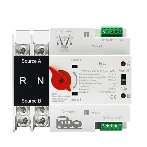 Inverseur automatique ATS 2P 125A pour éviter les pannes de courant 230V