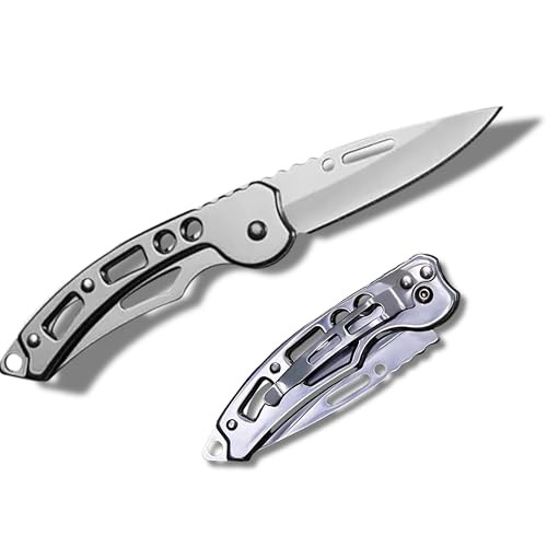 Canivete Dobrável em Aço Inoxidável,de 15 cm Chaveiro e Clip de Bolso: Portátil, Leve e Preciso para Uso Diário, usado em Camping, Pesca