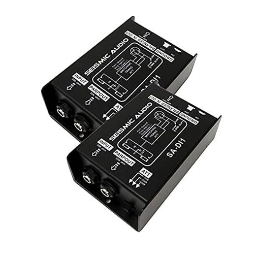 Seismic Audio Speakers Passive Direct Box with Ground Left and Attenuator Switch DI Box, Pair of Passive Direct Boxes